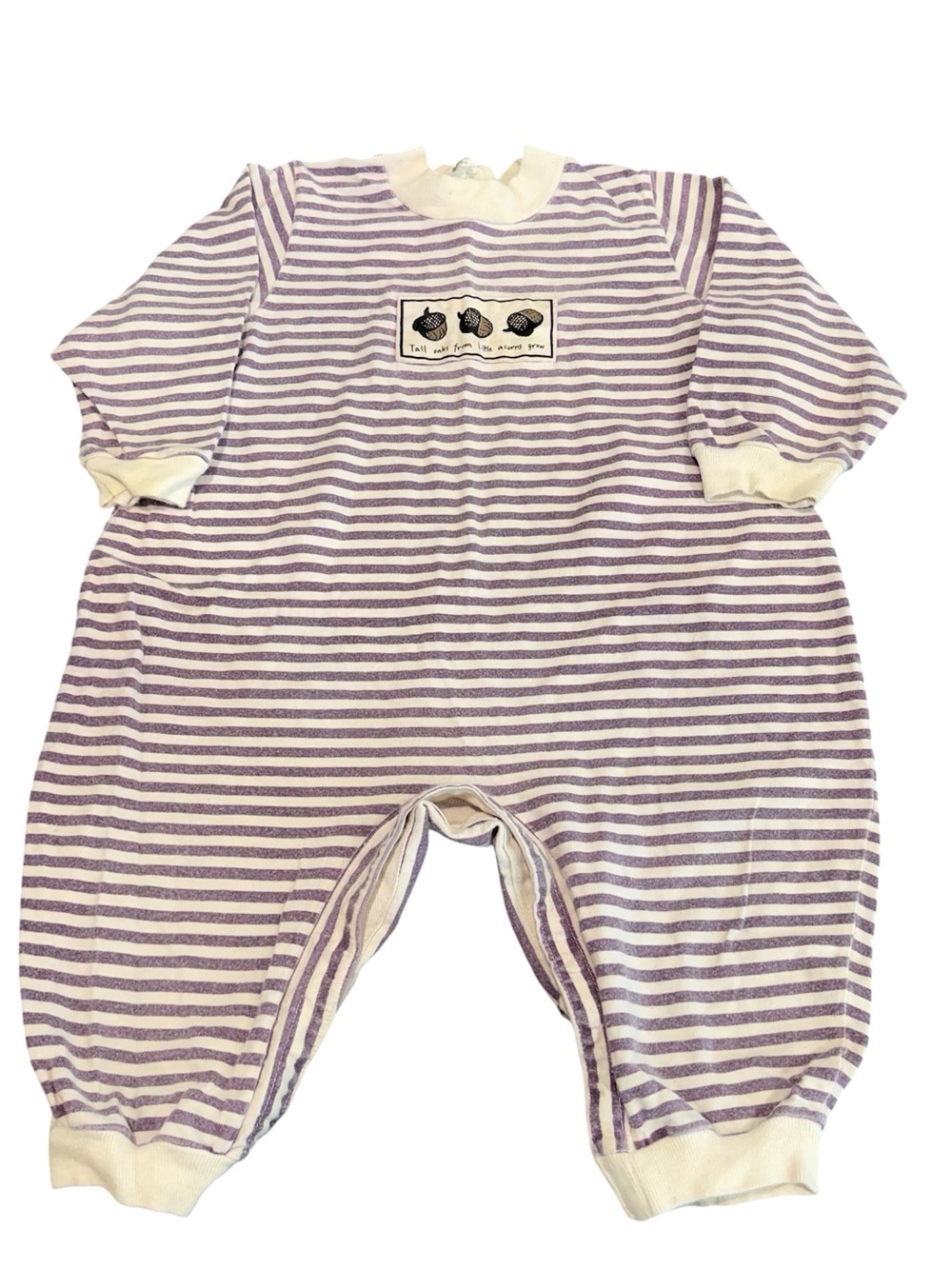 Vintage Garden Kids stripe bubble jumpsuit boys 2T 90s 100% organic cotton acorn